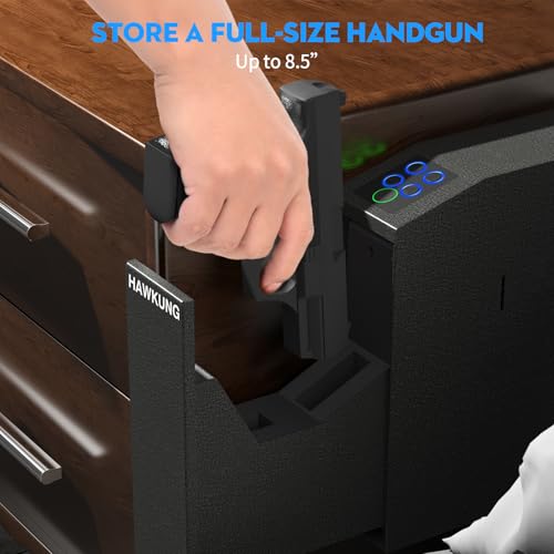 Biometric Gun Safe for Handgun with Passcode Key - Nightstand Safe, Quick Access