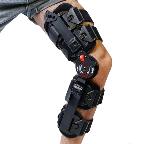 KD ROM Hinged Knee Brace for ACL, MCL, PCL & Post-Op Support, Adjustable Stability