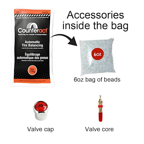 Off-Road Vehicle Tire Balancing Beads Kit - 12 Pack, 6oz Bags, Valve Caps & Cores