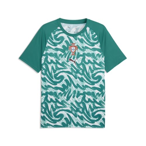 Puma Men's Portugal Warm-Up Jersey Large Green Lagoon Ruby Shimmer Soccer Shirt