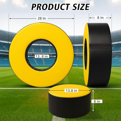 Yellow Football Tackle Wheel with Round Seat Pad - Youth & Adult Practice Equipment 28x8"