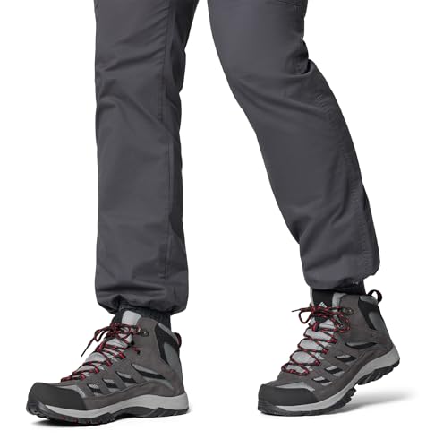 Columbia Men's Crestwood Mid Waterproof Hiking Boots - Dark Grey / Mountain Red, Size 9.5