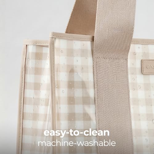 Jelly Tote Bag with Gingham Latte Variation Waterproof & Washable