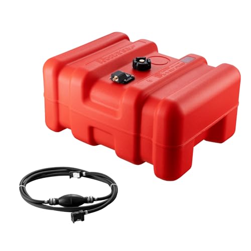 55L Marine Fuel Tank with 9.8 ft Hose, Visible Gauge, Leak-Proof, High-Density Polyethylene