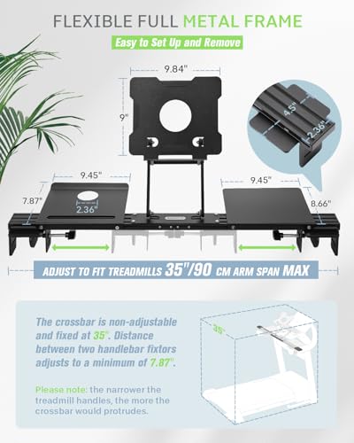 Matte Black Treadmill Laptop Holder - Adjustable Aluminum Desk Attachment for Treadmill