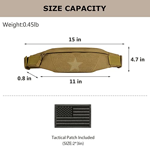 Black Tactical Fanny Pack for Men, Small Military Waist Bag, Waterproof