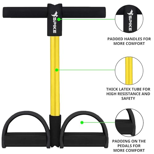 Spike Tummy Trimmer Pedal Resistance Band with Handle - Black Variation