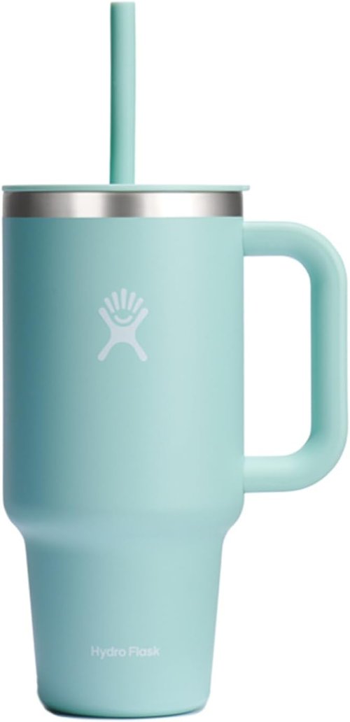 Hydro Flask Travel Tumbler - Insulated Stainless Steel with Handle, Lid & Straw | 32 Oz Dew