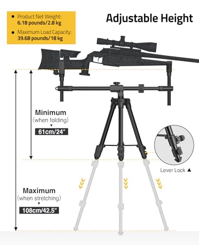 CVLIFE Adjustable Shooting Tripod for Rifles and Crossbows - Heavy Duty Hunting Rest