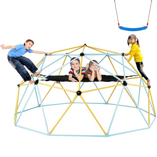 10FT Kids Climbing Dome with Swing & Cushion - Outdoor Playground Equipment