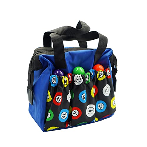 Blue Bingo Dauber Tote Bag with 6 Pockets Waterproof Oxford
