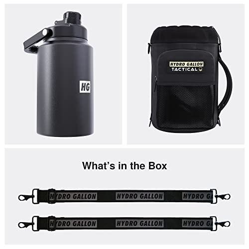Insulated 1-Gallon Stainless Steel Water Bottle with Tactical Sleeve & Accessories