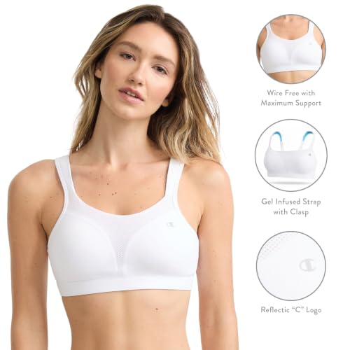 Women's High-Impact Sports Bra 36D Black - Maximum Support & Breathable Moisture-Wicking Fabric