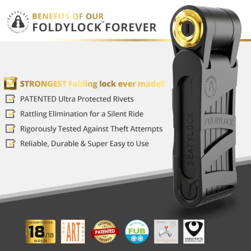 FoldyLock Forever Folding Bike Lock 90cm - High Security Bicycle Lock with Keys