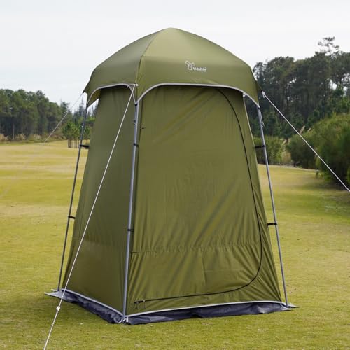 Vidalido Outdoor Camping Shower Tent - Army Green Privacy Shelter with Floor, Waterproof, Portable Changing Room