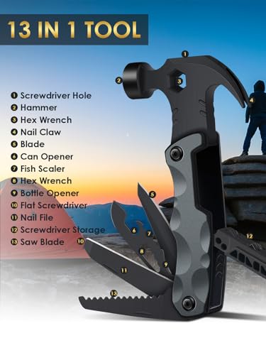 Men's Multi Tool Hammer for Camping & Outdoor Use - Stocking Stuffers