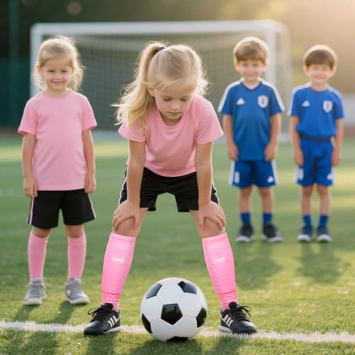 Kids and Adult Soccer Shin Guards with Calf Support Black X-Small - Lightweight Nylon with EVA Honeycomb Padding