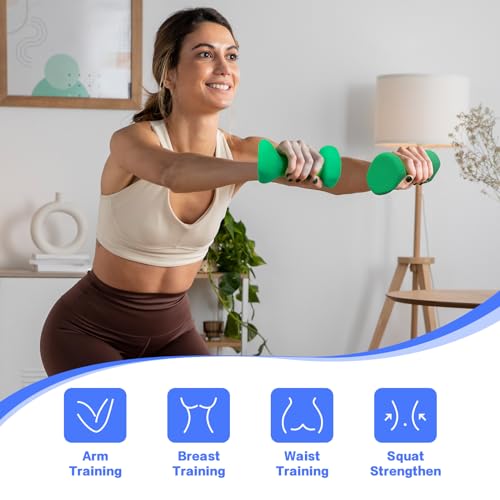 6 LBS Ergonomic Dumbbells Set for Home Workout - Hand Weights for Women, Pilates, Yoga, Jogging, Strength Training