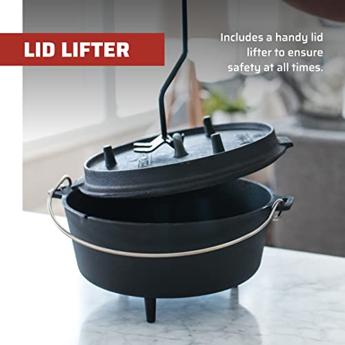 Cast Iron Dutch Oven 9.33 Qt Pre-Seasoned Camping & Kitchen Cooking