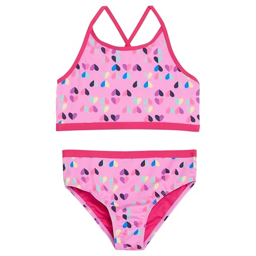 Girls' UPF 50+ Adjustable Bikini Set - Bright Pink, Medium