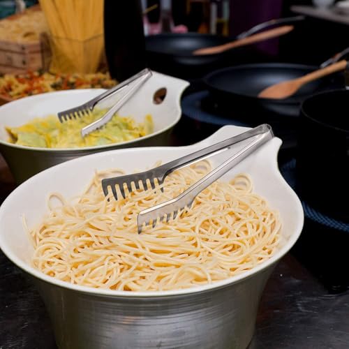 HornTide Stainless Steel Pasta Tongs Set with Spaghetti Claw - Pasta Tong Spoon Variation