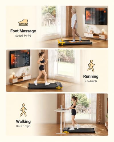THERUN 5% Dual-Sided Incline Walking Pad with Shiatsu Foot Massager - Carbon Black