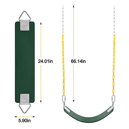 Green Swing Set Seats with 66-Inch Anti-Rust Chains - Pack of 2