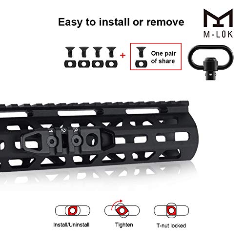 Gotical Compatible Mloks/Keymods Picatinny Rail,3-Aluminum Picatinny Rail Section Accessories for Mloks/Keymods System (Pack of 2 - Black)