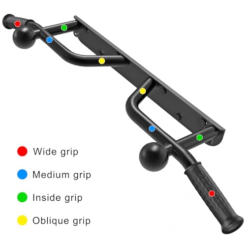 SELEWARE Black Wall Mount Pull Up Bar - Heavy Duty, Multi-Grip, Supports 500 lbs