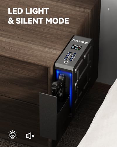 Biometric Slider Gun Safe with Display - 3 Access Methods Bedside Mount