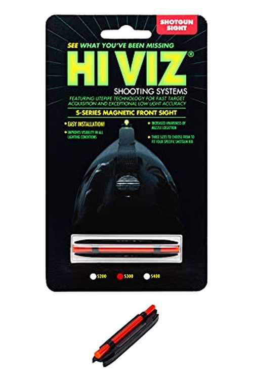 HIVIZ Narrow Magnetic Fiber Optic Shotgun Sight with Red Light Pipe