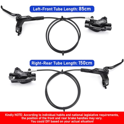 TOBWOLF Upgraded Hydraulic Disc Brake Set - Four Piston MTB Bike Brake Kit