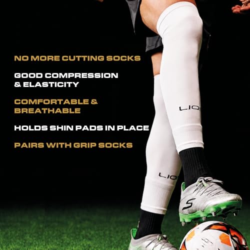 Kids Soccer Leg Sleeves - Pre-Cut Match Soccer Socks for Youth - Black