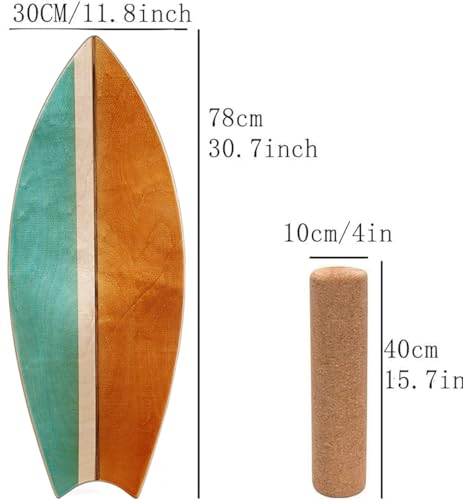 Balance Board with Natural Cork Roller - Blue Indoor Surfing Trainer