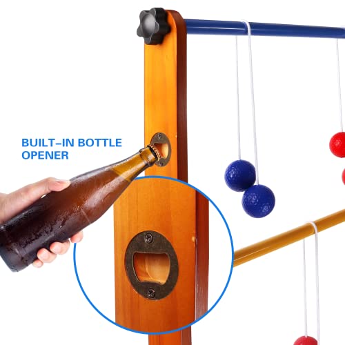 GSE Ladder Ball Toss Game Set with 6 Golf Bolas & Carrying Case - Wood Game Set