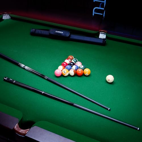 CUESSIR Carbon Fiber Pool Cue Stick 58" 2-Piece with Case - Style 1, 19-20oz