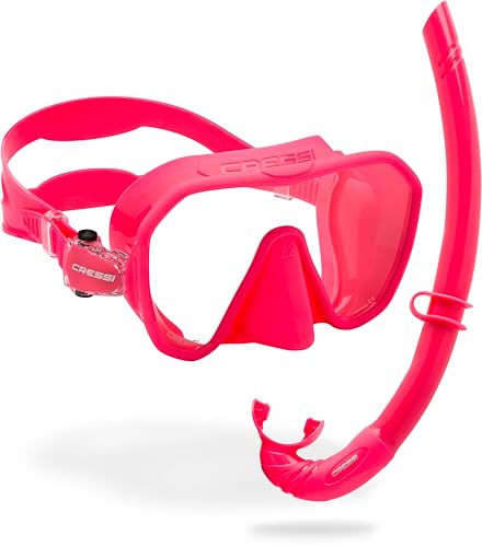 Pink Fluo Snorkel & Mask Combo for Snorkeling - Lightweight & High Performance