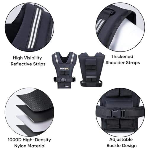 APEXUP Adjustable 20lb Weighted Vest for Men - Black, Removable Weights