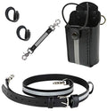 Firefighter Radio Holder with Anti-Sway Strap - Genuine Leather, Reflective Safety Gear