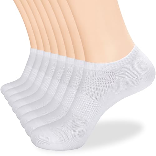 Ankle Socks for Women & Men 12 Pairs Thin Low Cut No Show Cotton Socks - White 5-7 / 8
