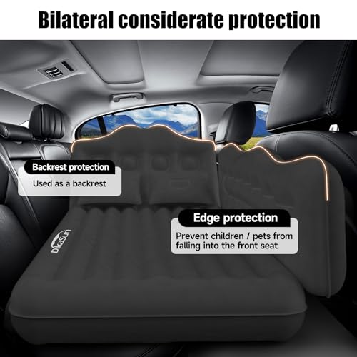 DikaSun Dark Black Car Air Mattress for SUV & Truck Camping, Inflatable Bed with Pump & Pillows