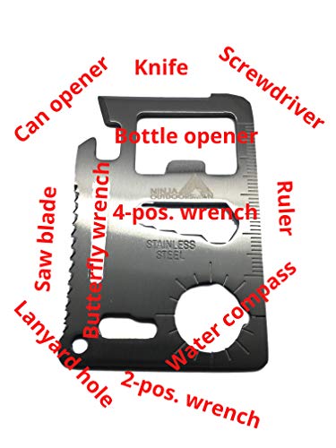 11 in 1 Stainless Steel Credit Card Survival Tool - Compact Multi-Tool for Camping & Emergency