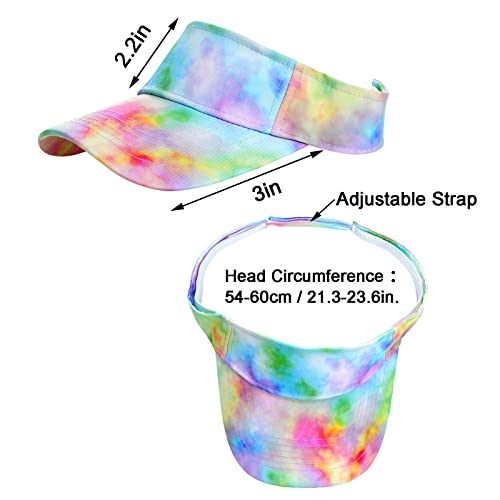 Medium-Large Gradient Tie-Dye Sport Sun Visor Hats - 2 Pack