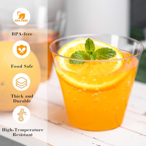 N9R 9oz Clear Disposable Plastic Cups 100-Pack for Cocktails & Wine