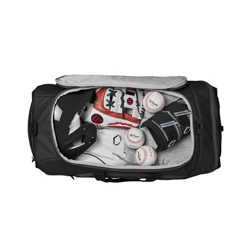 EvoShield Tone Set Player's Duffle Bag Black - Large Sports Travel Bag with Shoe & Valuables Pockets