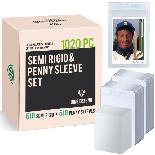 Clear Semi Rigid & Penny Sleeve Trading Card Holders Set - 510 & 510 Count, Universal Size
