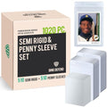 Clear Semi Rigid & Penny Sleeve Trading Card Holders Set - 510 & 510 Count, Universal Size