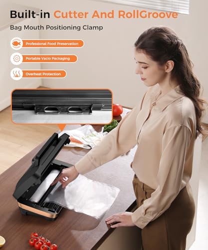 QIQIAOB 95KPa Commercial Vacuum Sealer Machine Black - Double Seal, 8 Modes