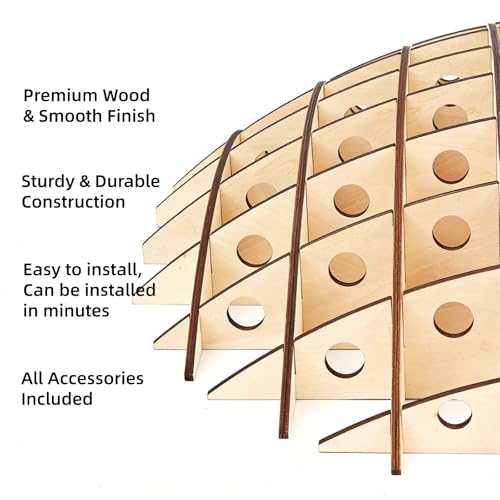 KBKJYYGS Wooden Golf Ball Display Case - Holds 78 Balls, Wall Mountable, Unique Ball-Shaped Design