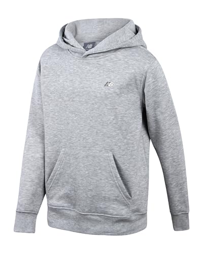 New Balance Boys Cotton Fleece Pullover Hoodie with Pocket - Team Grey / 14-16